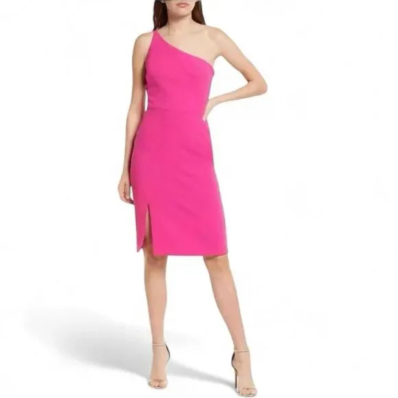 NWT Dress the Population Alexandra Sleeveless Midi Dress Bright Fuschia Size S - Picture 1 of 13